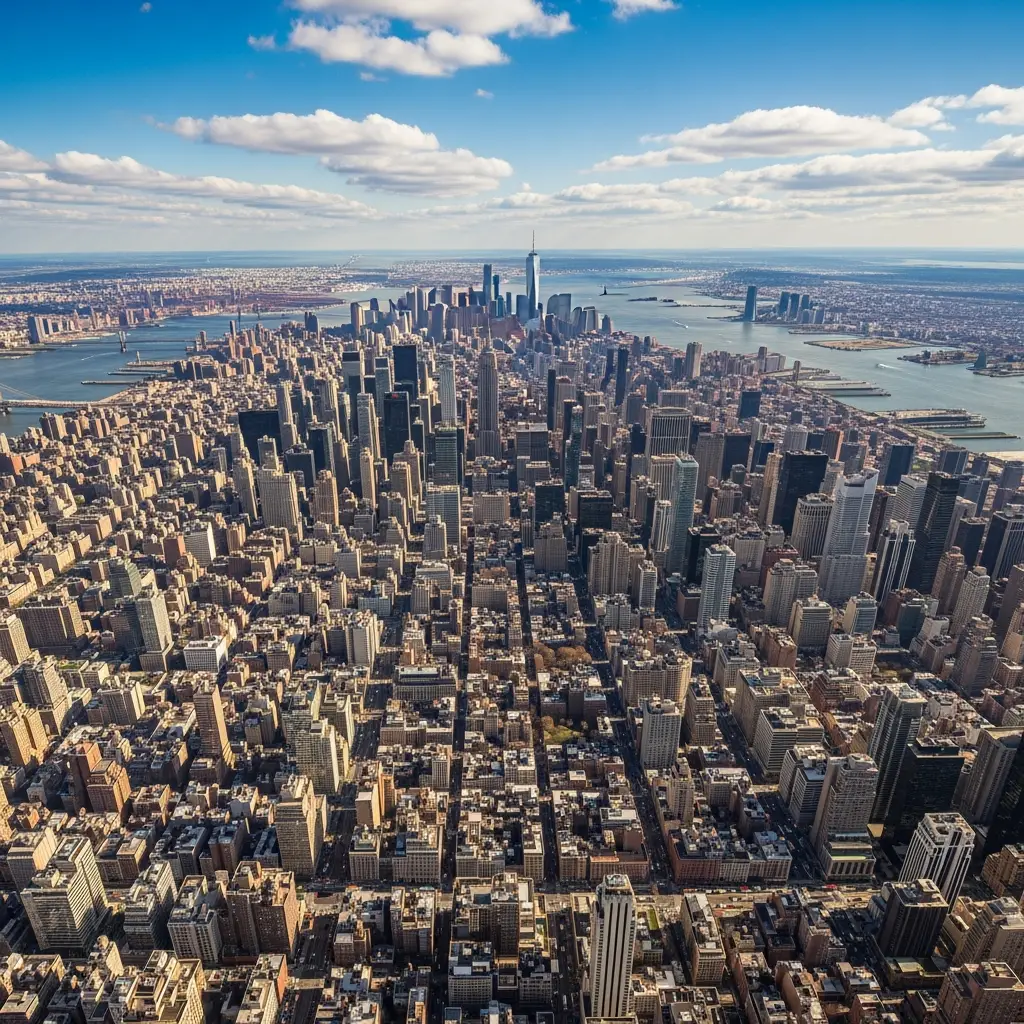 a view from a private air charter to new york of the city