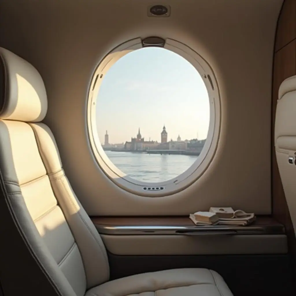 a view from a private jet onto the frankfurt skyline