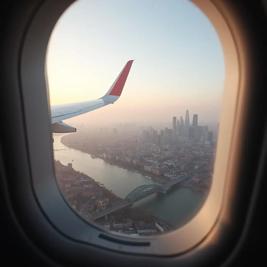 a view of frankfurt from the window of a corporate jet charter